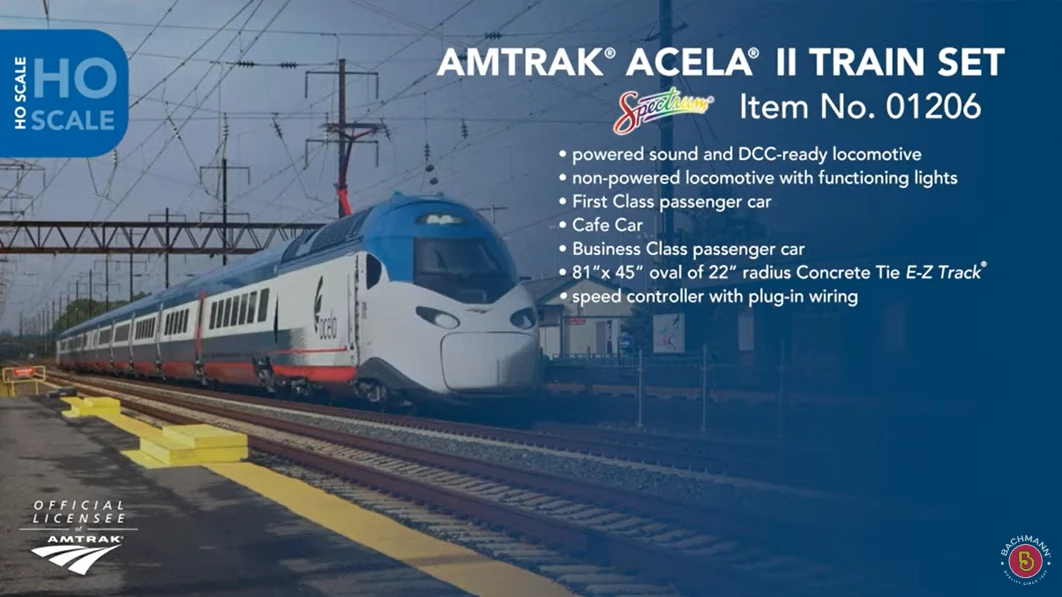 Bachmann Spectrum 01206 HO Scale Amtrak Acela II StarterTrain Set 3 Bachmann Spectrum 01206 HO Scale Amtrak Acela II StarterTrain Set