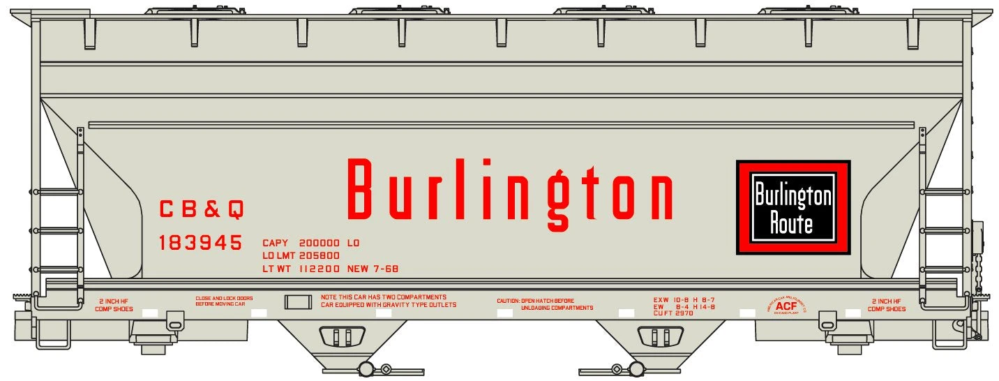 Accurail 2208 HO ACF 2-Bay Covered Hopper Burlington CB&Q 183945 Kit 3 Accurail 2208 HO ACF 2-Bay Covered Hopper Burlington CB&Q 183945 Kit