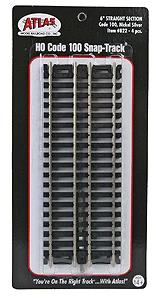 Atlas 822 HO Scale Code 100 Track 6" Straight (4 Pack)