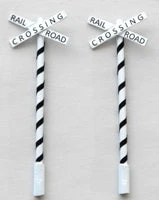 JL Innovation 857 HO Scale Tiger Striped Railroad Crossing Crossbucks 2 Pack