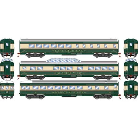 Roundhouse 79123 HO Scale Streamlined Passenger 3 Car Set Burlington Northern BN 4 Roundhouse 79123 HO Scale Streamlined Passenger 3 Car Set Burlington Northern BN - Image 2