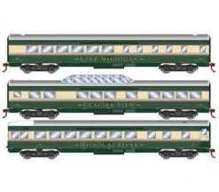 Roundhouse 79123 HO Scale Streamlined Passenger 3 Car Set Burlington Northern BN