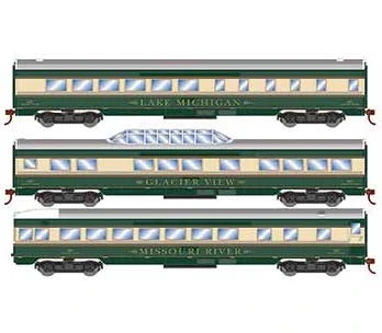 Roundhouse 79123 HO Scale Streamlined Passenger 3 Car Set Burlington Northern BN 3 Roundhouse 79123 HO Scale Streamlined Passenger 3 Car Set Burlington Northern BN