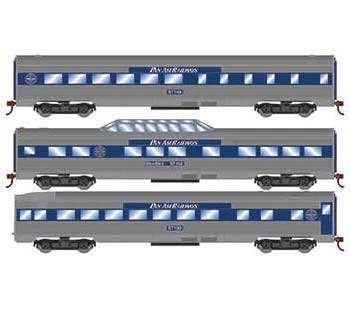 Roundhouse 79129 HO Scale Streamlined Passenger 3 Car Set Pan Am Railway 3 Roundhouse 79129 HO Scale Streamlined Passenger 3 Car Set Pan Am Railway