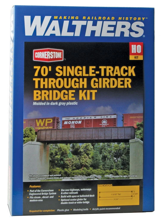 Walthers Cornerstone 933-4502 HO Scale Single Track Through Girder 70' Bridge Kit 6 Walthers Cornerstone 933-4502 HO Scale Single Track Through Girder 70' Bridge Kit - Image 4