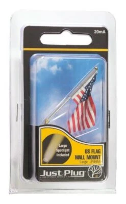 Woodland Scenics JP5953 Just Plug Small (1/2") Wall Mount Pole With U.S. Flag And Spotlight -Bachmann Zone woodland scenics jp5953 just plug small 1 2 wall mount pole with u s flag and spotlight a